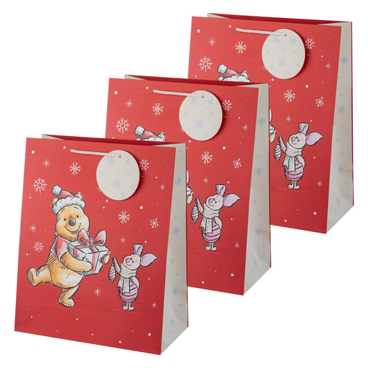 Disney Winnie-the-Pooh Large Christmas Gift Bags - Pack of 3 in 1 Design