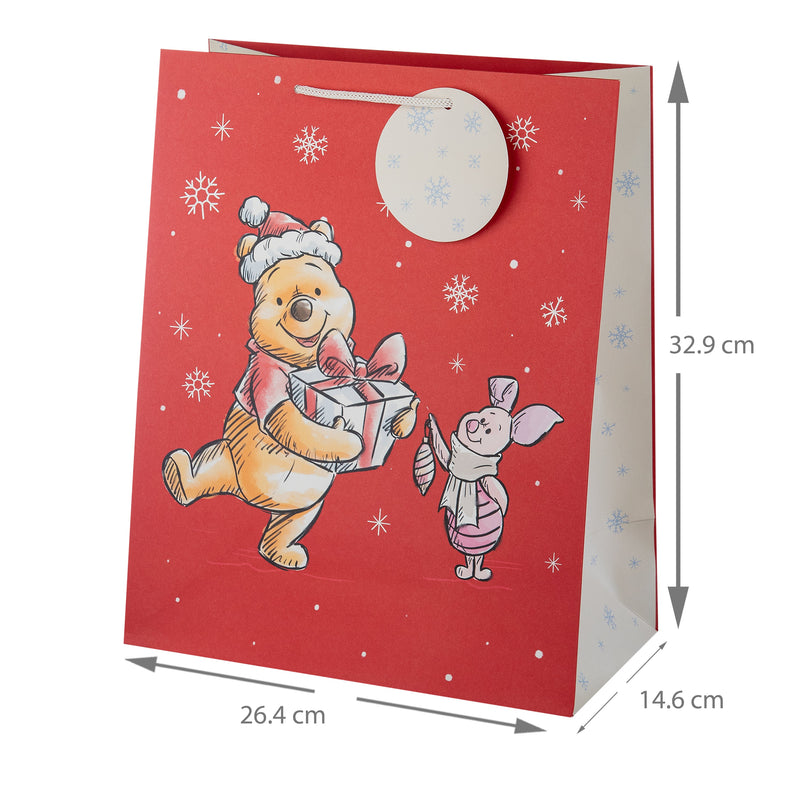 Disney Winnie-the-Pooh Large Christmas Gift Bags - Pack of 3 in 1 Design