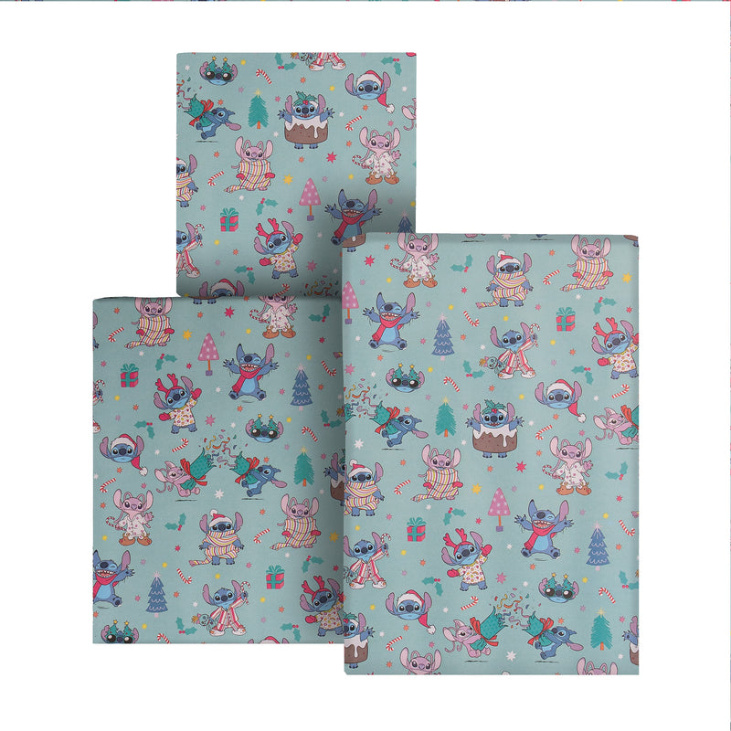 12M Disney Lilo & Stitch Christmas Wrapping Paper Multipack - 3 x 4M Rolls