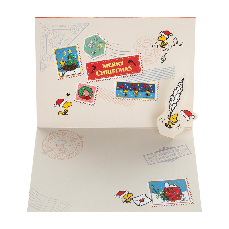 Vintage PEANUTS™ SNOOPY & WOODSTOCK Festive Stamps Design Christmas Card