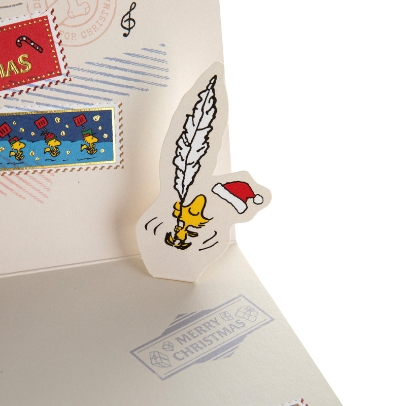 Vintage PEANUTS™ SNOOPY & WOODSTOCK Festive Stamps Design Christmas Card