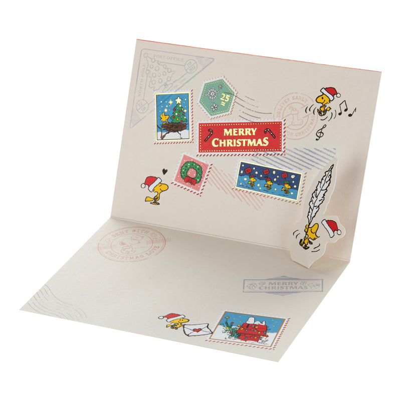 Vintage PEANUTS™ SNOOPY & WOODSTOCK Festive Stamps Design Christmas Card