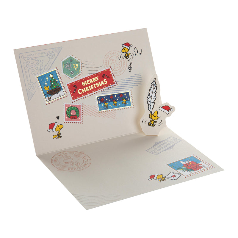 Vintage PEANUTS™ SNOOPY & WOODSTOCK Festive Stamps Design Christmas Card
