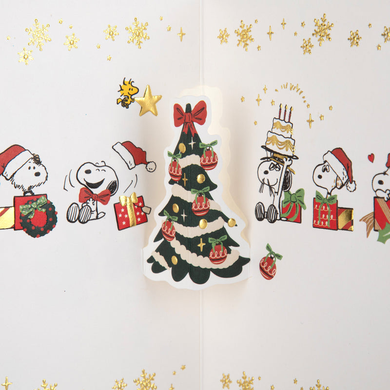 Classic PEANUTS™ SNOOPY & WOODSTOCK Wreath Design 3D Pop-Up Christmas Card