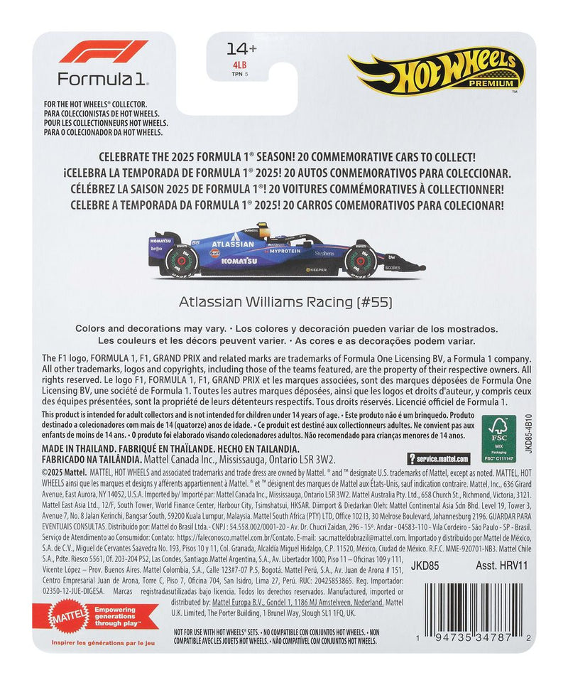 Hot Wheels Premium F1: Williams Carlos Sainz - Image