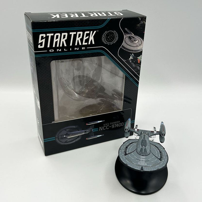 U.S.S. Chimera NCC-97400 Chimera-class Heavy Destroyer STO Diecast Model Ship (Eaglemoss / Star Trek), in display