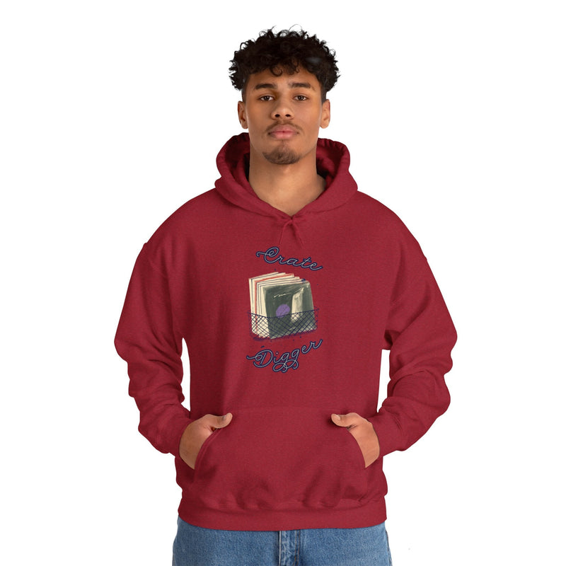'Crate Digger' Men's Hoodie, size reference