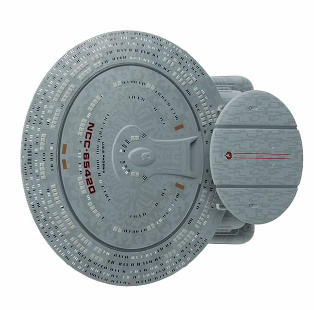 U.S.S. Phoenix NCC-65420 Nebula Class Model Diecast Ship (Eaglemoss / Star Trek), in display