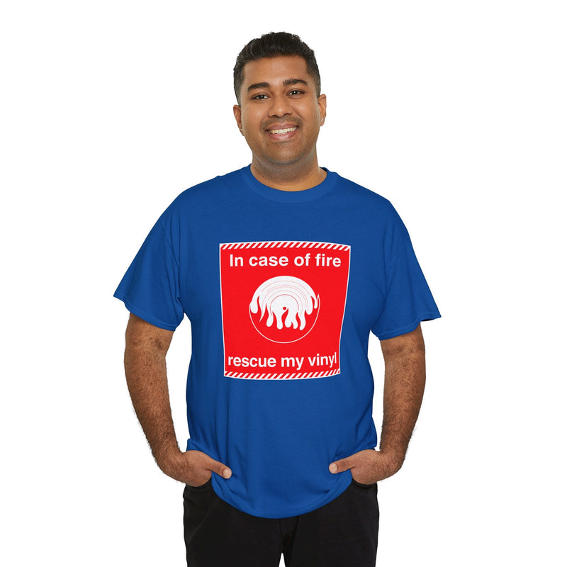 'In Case of Fire, Save My Vinyl' T-Shirt, product detail