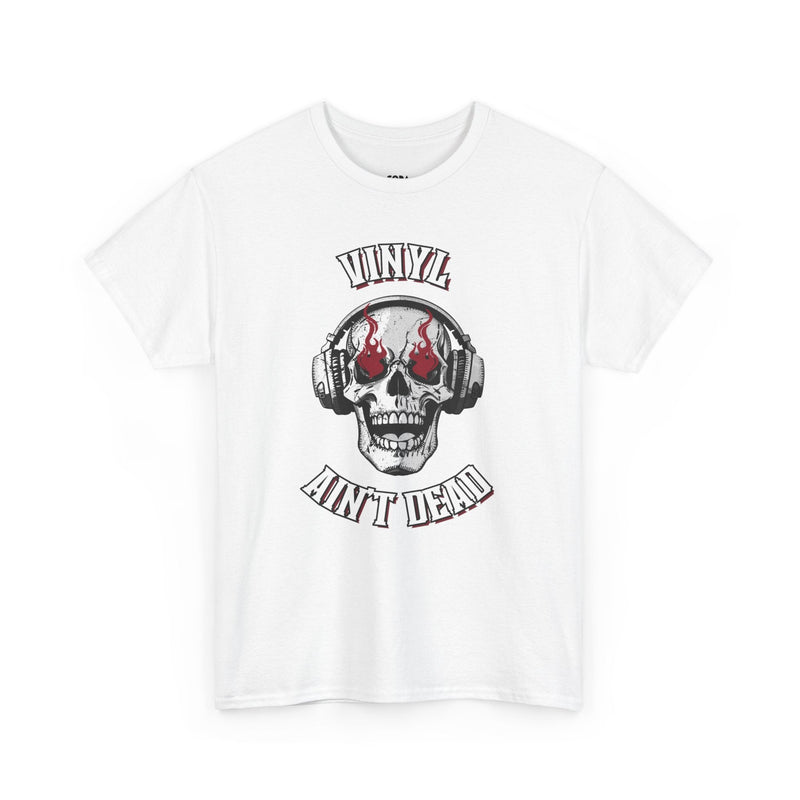 'Vinyl Ain't Dead' Skull Men's T-Shirt, size reference