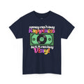 'Money can't buy happiness' Men's Vinyl T-Shirt, in display