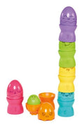 Toomies Hide & Squeak Egg Stackers, in display