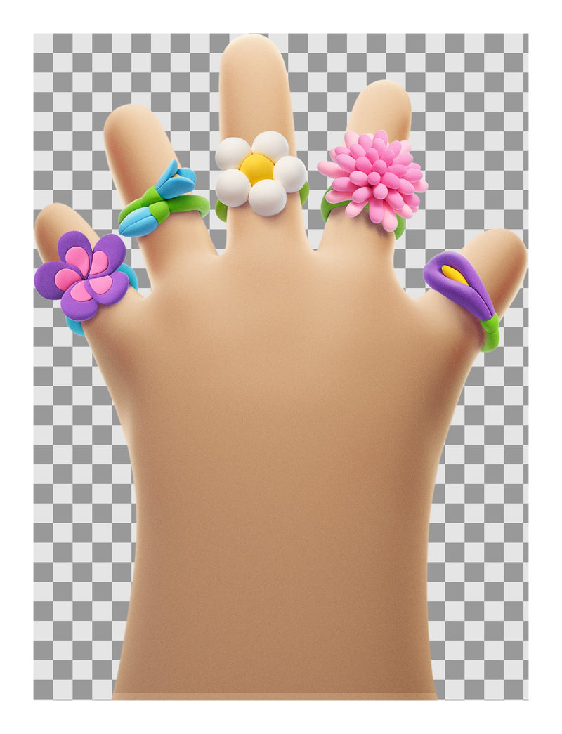 Hey Clay Bijou Flower Rings 5 Cans, size reference