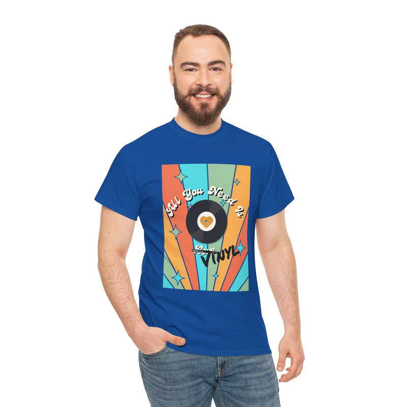 'All You Need Is Vinyl' T-Shirt, size reference