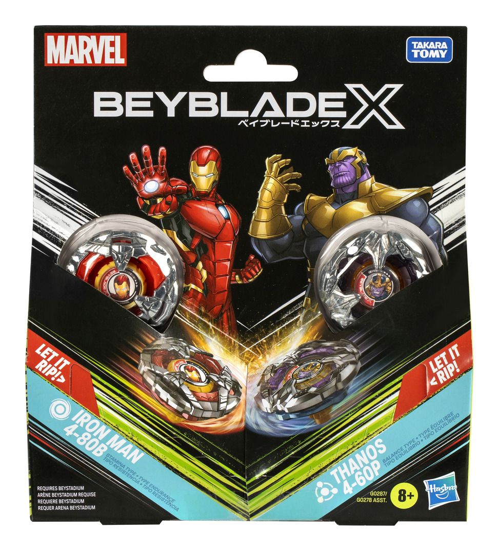 Beyblade X &  Marvel Collab: Iron Man 4-80B vs Thanos 4-60B