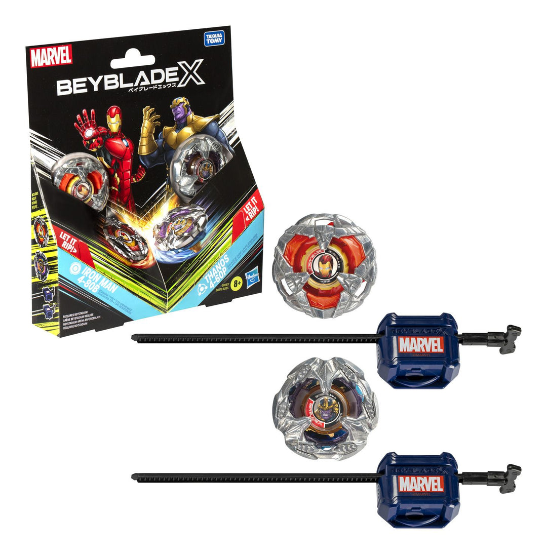 Beyblade X &  Marvel Collab: Iron Man 4-80B vs Thanos 4-60B