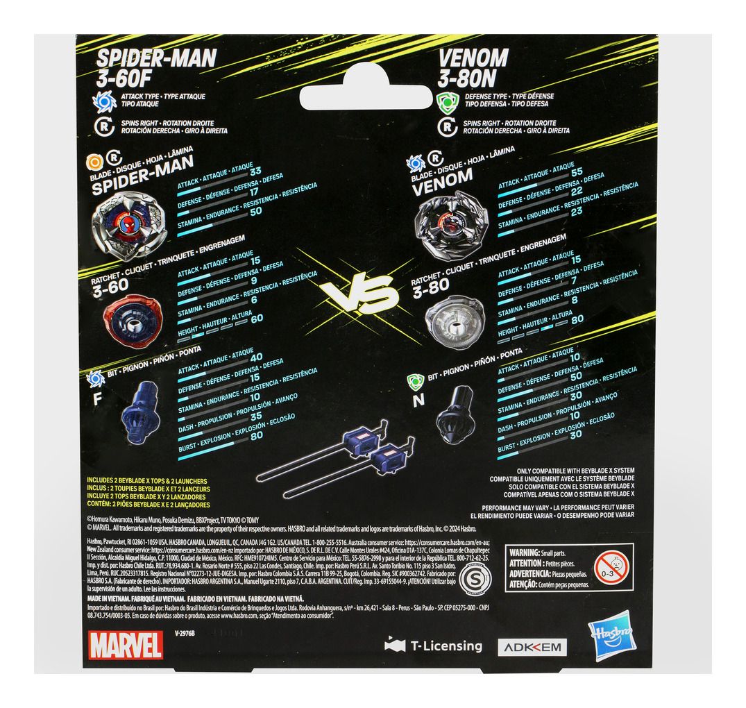 Beyblade X & Marvel Collab: Spider-Man 3-60F vs Venom 3-80N