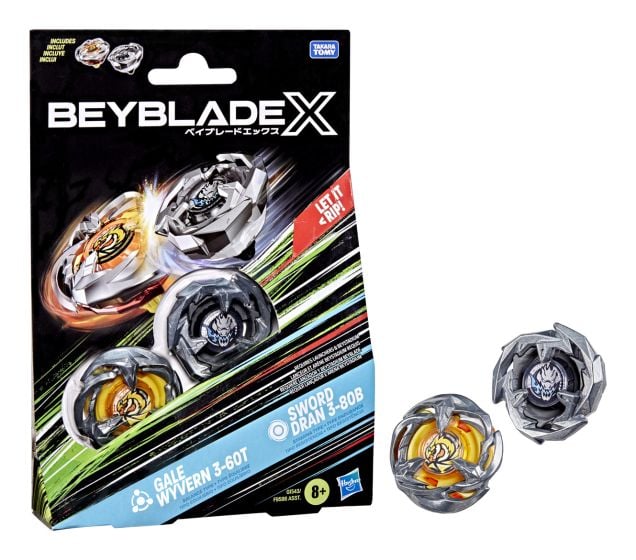 Beyblade X Dual Pack Gale Wyvern 3 60T and Sword Dran 3 80B