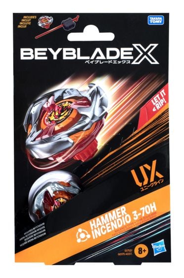 Beyblade X Staff Freshkills Hammer Incendio 3-70H UX Starter Pack Top and Launcher Set