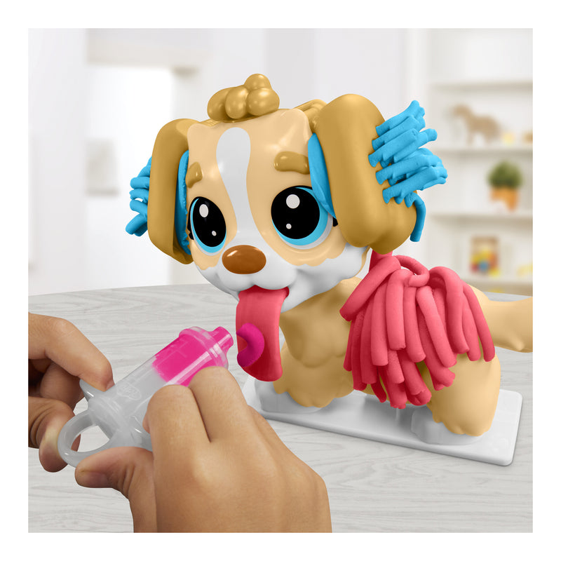 Play-Doh Care 'n Carry Vet Playset with toy dog and tools side angle