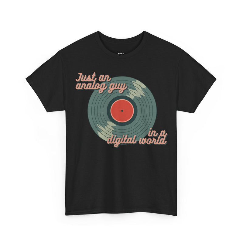 'Just an Analog Guy, In a Digital World' Men's T-Shirt, rear view