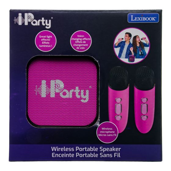 Pink Portable Karaoke Speaker & 2 Microphones