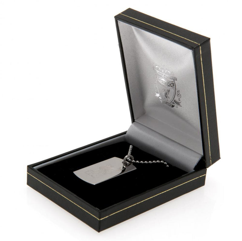 Liverpool FC Engraved Dog Tag & Chain LB, side angle