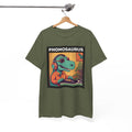 'Phonosaurus' Men's Vinyl T-Shirt, close-up detail