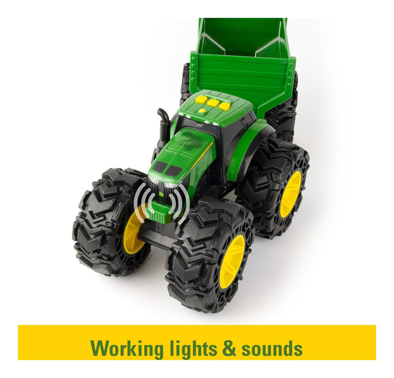 John Deere Lights & Sounds Tractor With Wagon - Image