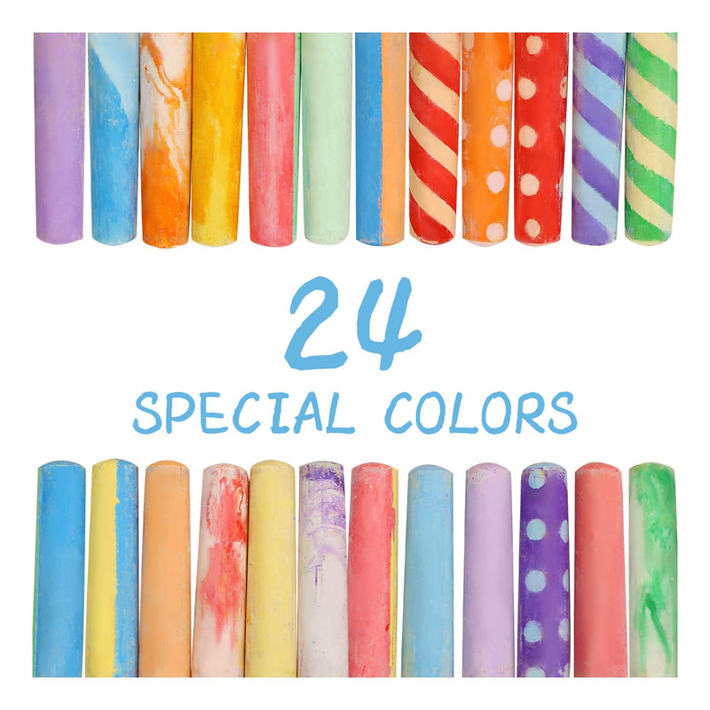 Washable Sidewalk 24 Colours Chalk With 2 Holders - Image