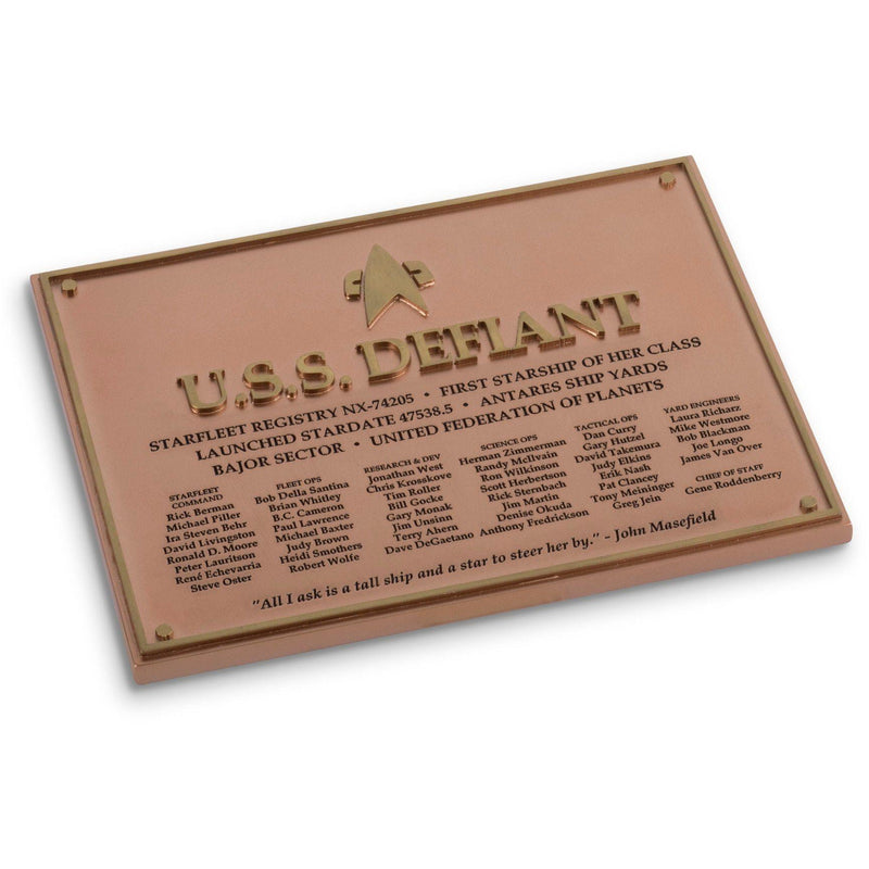No. 3 U.S.S. Defiant NX-74205 Dedication Plaque Star Trek, side angle