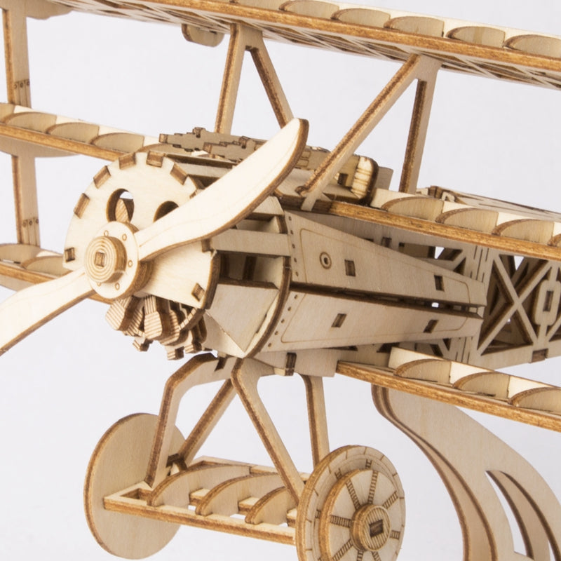 Airplane Bi-Plane TG301 3D Wooden Puzzle, close-up detail