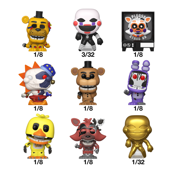 Five Nights At Freddy's- 32 Pieces in PDQ Funko Bitty Pop! Vinyl Figures
