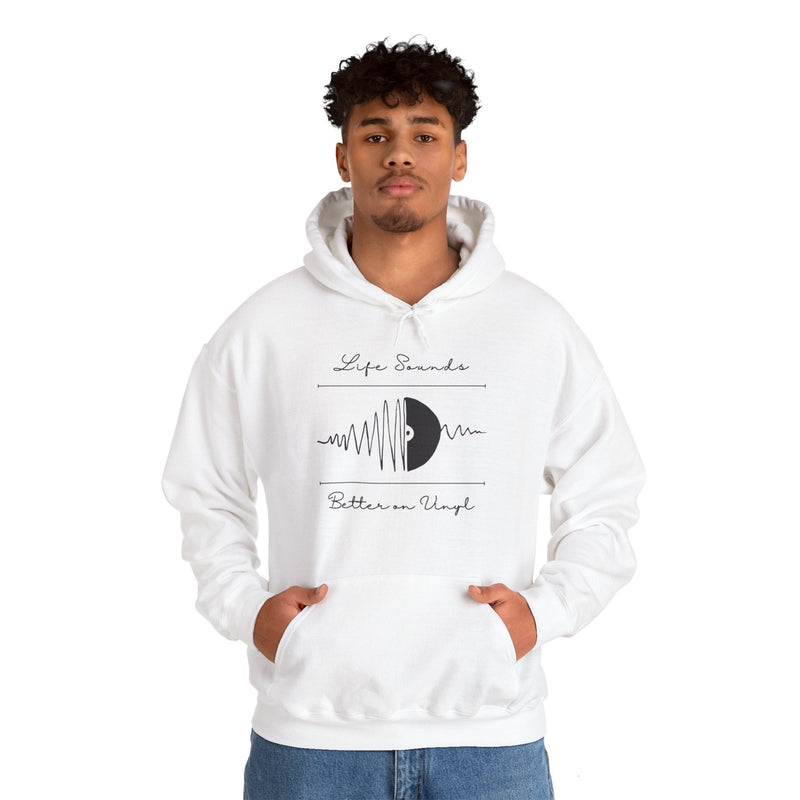 'Life Sounds Better on Vinyl' Men's Hoodie, alternate view