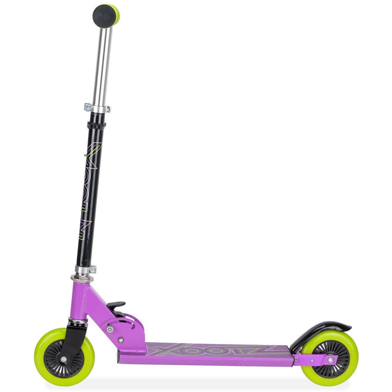 Xootz Kids' Folding Kick Scooter with Adjustable Handlebars - Purple, in display