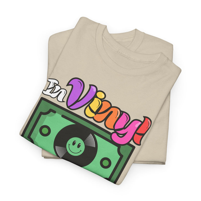 'In Vinyl We Trust' Men's T-Shirt, size reference