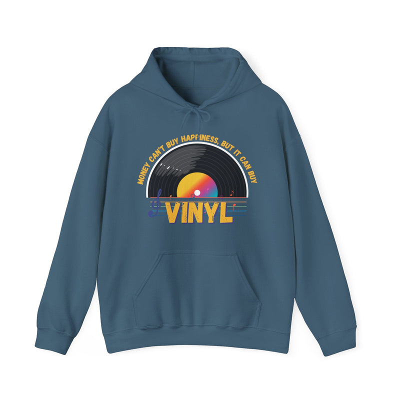 'Money Can't Buy Happiness, But It Can Buy Vinyl' Men's Hoodie, packaging shot