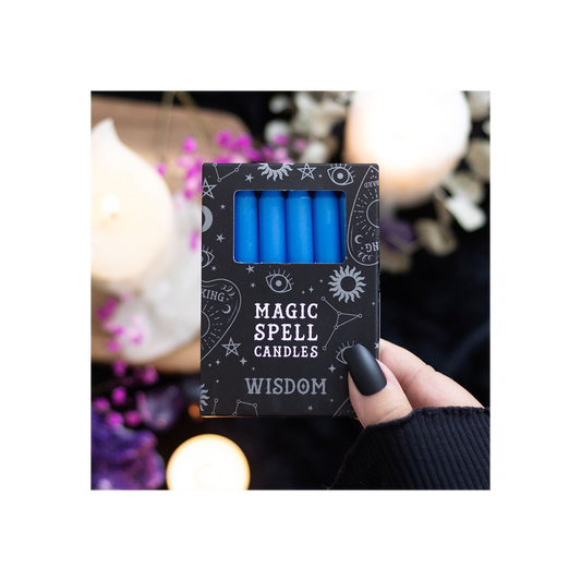 Set of 12 Blue 'Wisdom' Spell Candles