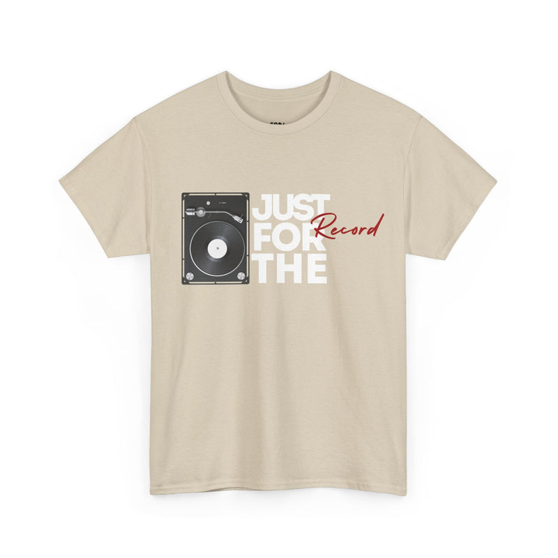 'Just for the Record' Men's Vinyl T-Shirt, size reference