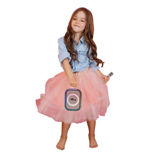 Pink Bluetooth Karaoke Speaker & 2 Wireless Microphones