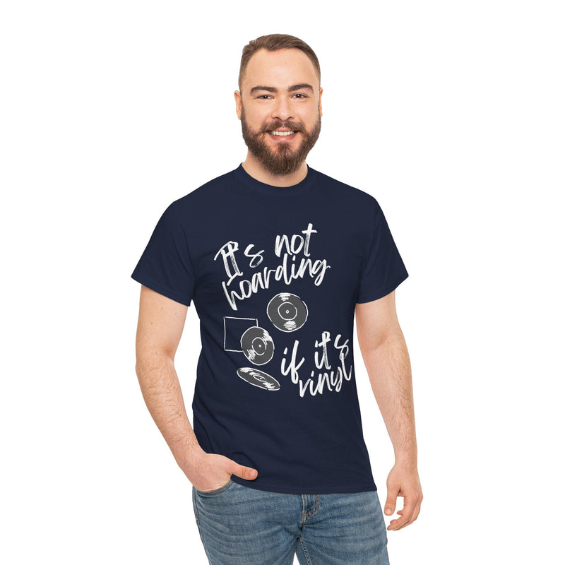 'It's Not Hoarding If It's Vinyl' Men's T-Shirt, showing reverse