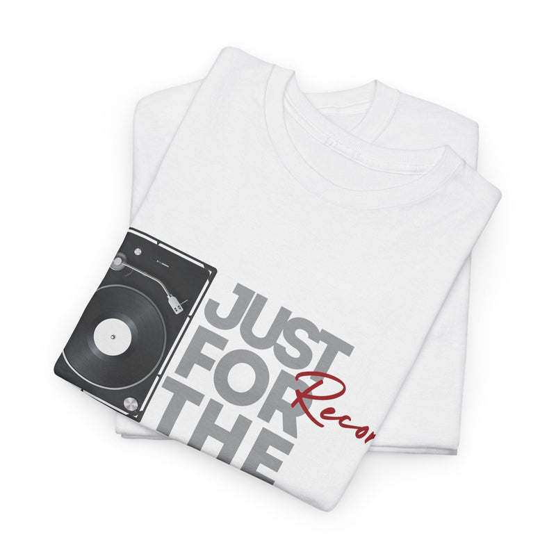 'Just for the Record' Men's Vinyl T-Shirt, size reference