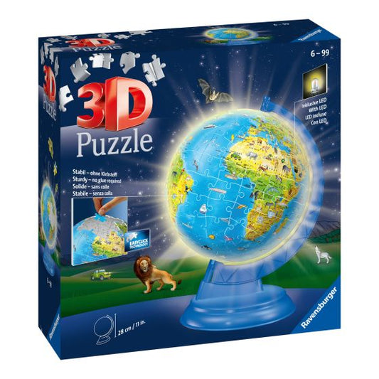Light Up Children's World Map 3D Puzzle, 180pc