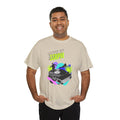'Living at 33rpm' Flouro Men's T-Shirt, side angle