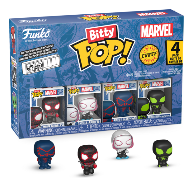 Bitty Pop! - Spiderman - 32 Pieces in PDQ, close-up detail