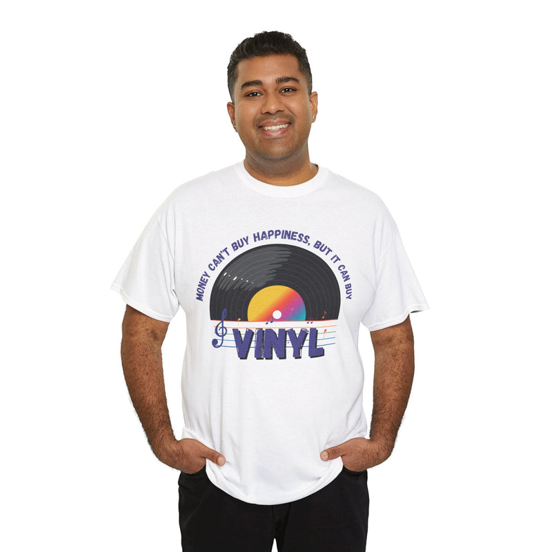 'Money Can't Buy Happiness, But It Can Buy Vinyl' Men's T-Shirt, packaging shot