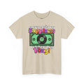 'Money can't buy happiness' Men's Vinyl T-Shirt, packaging shot