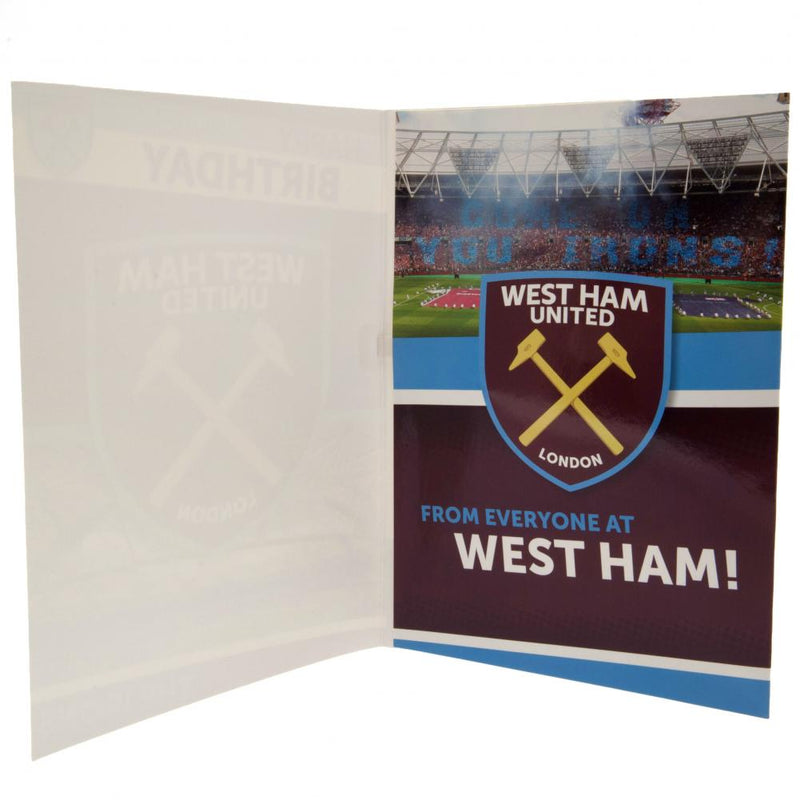 West Ham United FC Musical Birthday Card, alternate view