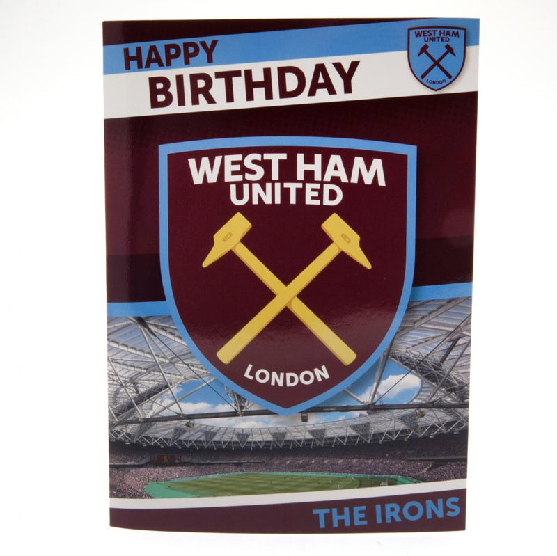 West Ham United FC Musical Birthday Card, side angle