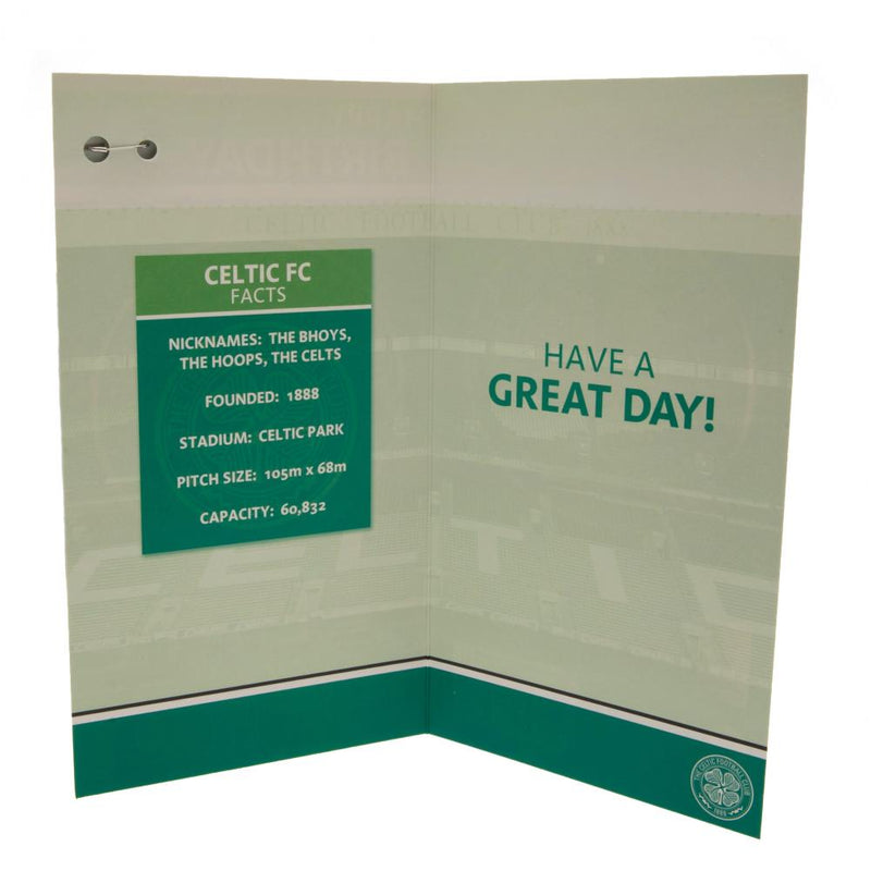 Celtic FC Birthday Card & Badge, side angle